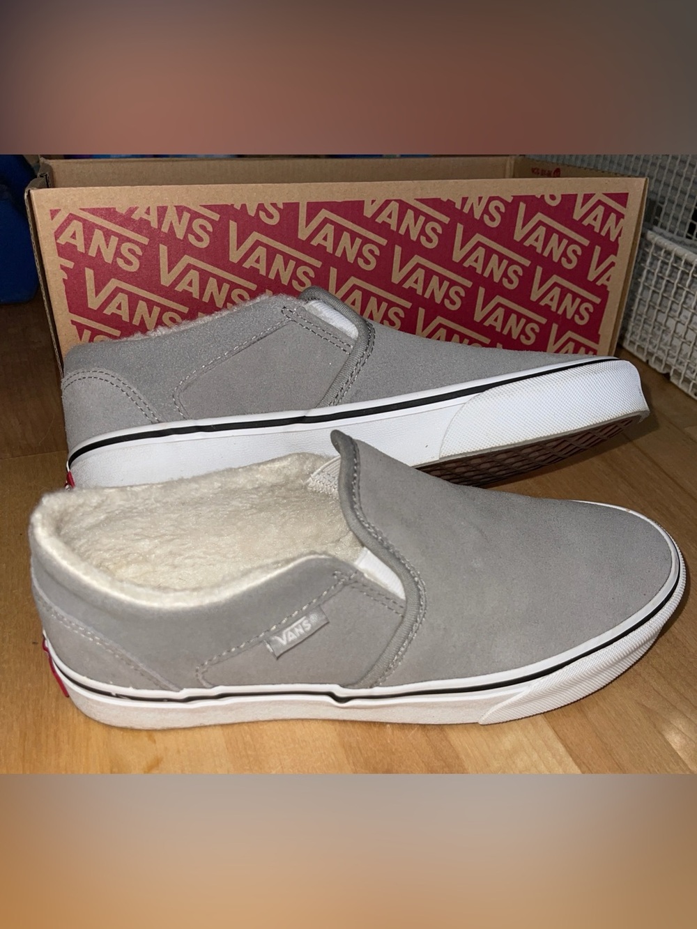 Suede low top slip on vans